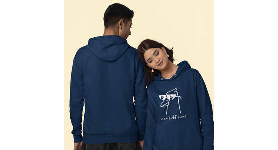 Hoodie - Washed Navy Blue "Sonnenbrille" - Gr. S - Ansicht 2