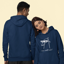  Hoodie - Washed Navy Blue "Sonnenbrille" - Gr. S