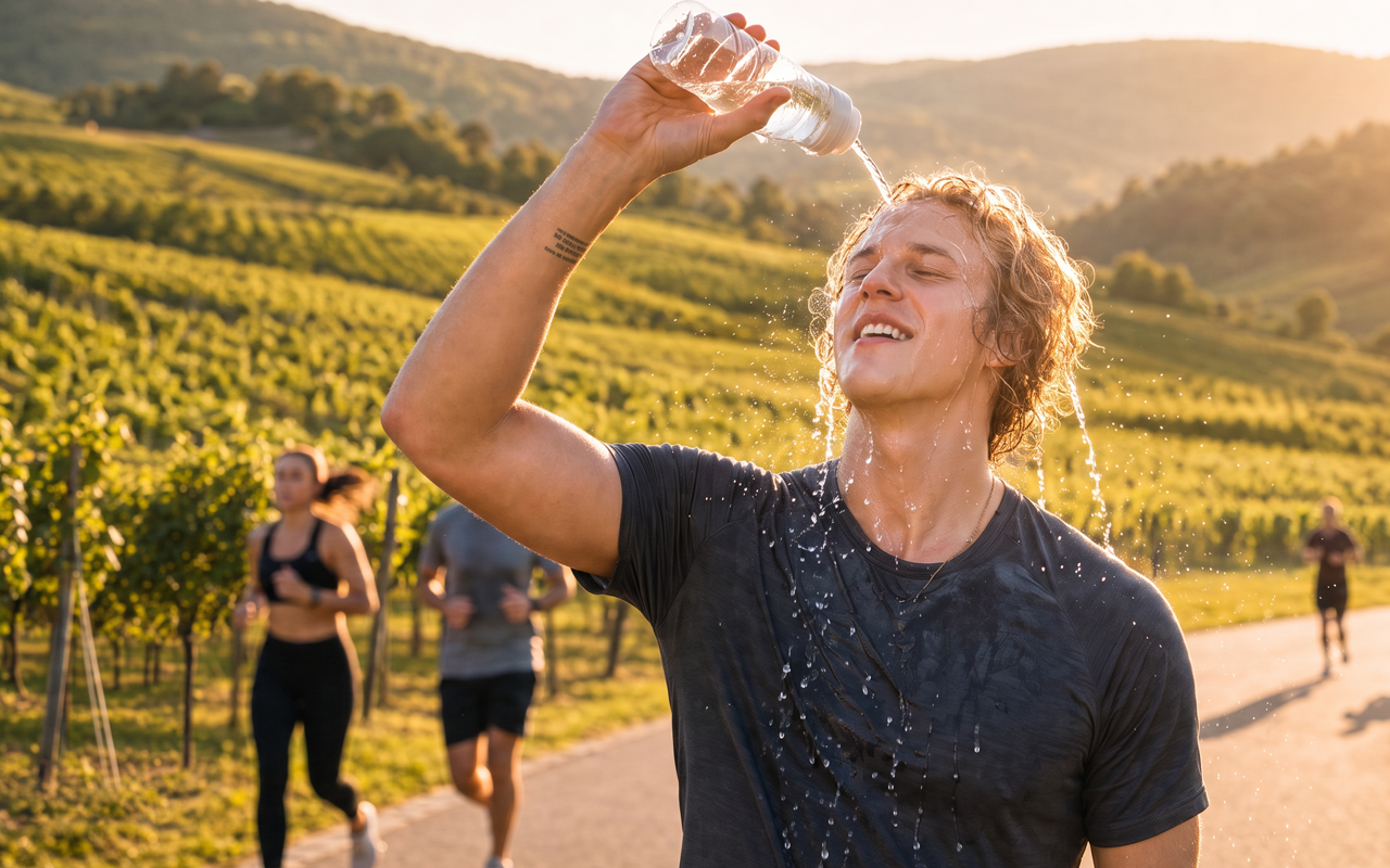 Joggendes Pärchen im Sommer mit Tageslinsen