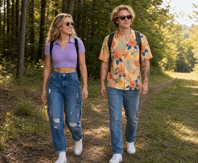 lächelndes Pärchen im Sommer mit Sonnenbrille