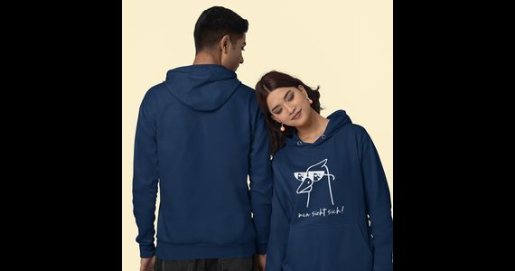  Hoodie - Washed Navy Blue "Sonnenbrille" - Gr. XL Ansicht 1